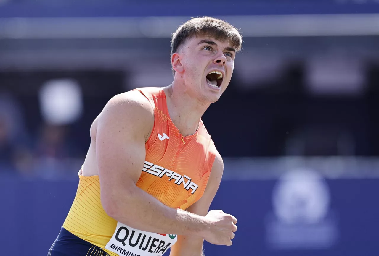 Birmingham (United Kingdom), 13/08/2026.- Manu Quijera of Spain reacts in the Men's Javelin Throw Qualification at the European Athletics Championships Birmingham 2026, in Birmingham, Britain, 13 August 2026. (España, Reino Unido) EFE/EPA/TOLGA AKMEN
