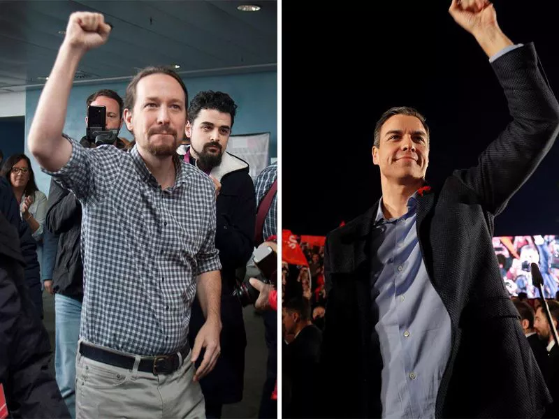 Pablo Iglesias eta Pedro Sánchez. EFE