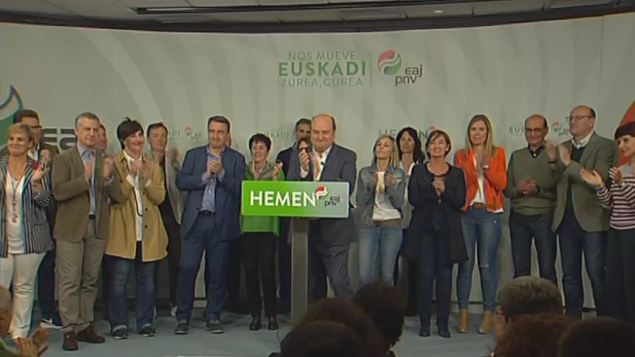 EAJk hauteskunde orokorrak irabazi ditu EAEn. ETBren bideo batetik lortutako argazkia.