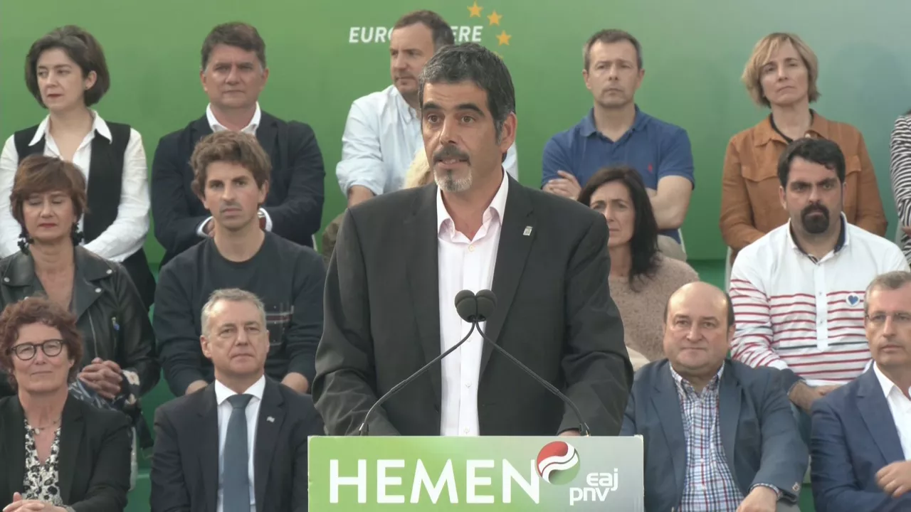Eneko Goia, EAJk Donostian egindako ekitaldian. EiTBren bideo batetik hartutako irudia. 