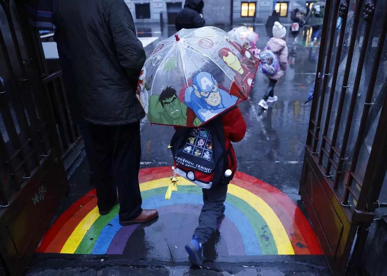 Niños escuela vuelta al cole. Haurrak eskolara itzulera ikastola