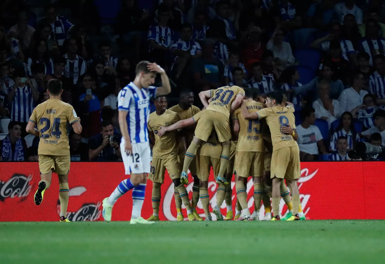 Jugadores del Barça celebran un gol