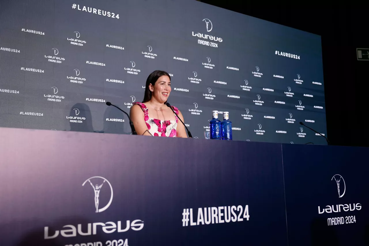 Garbiñe Muguruza, bere agurra jakinarazteko agerraldian. Argazkia: EFE