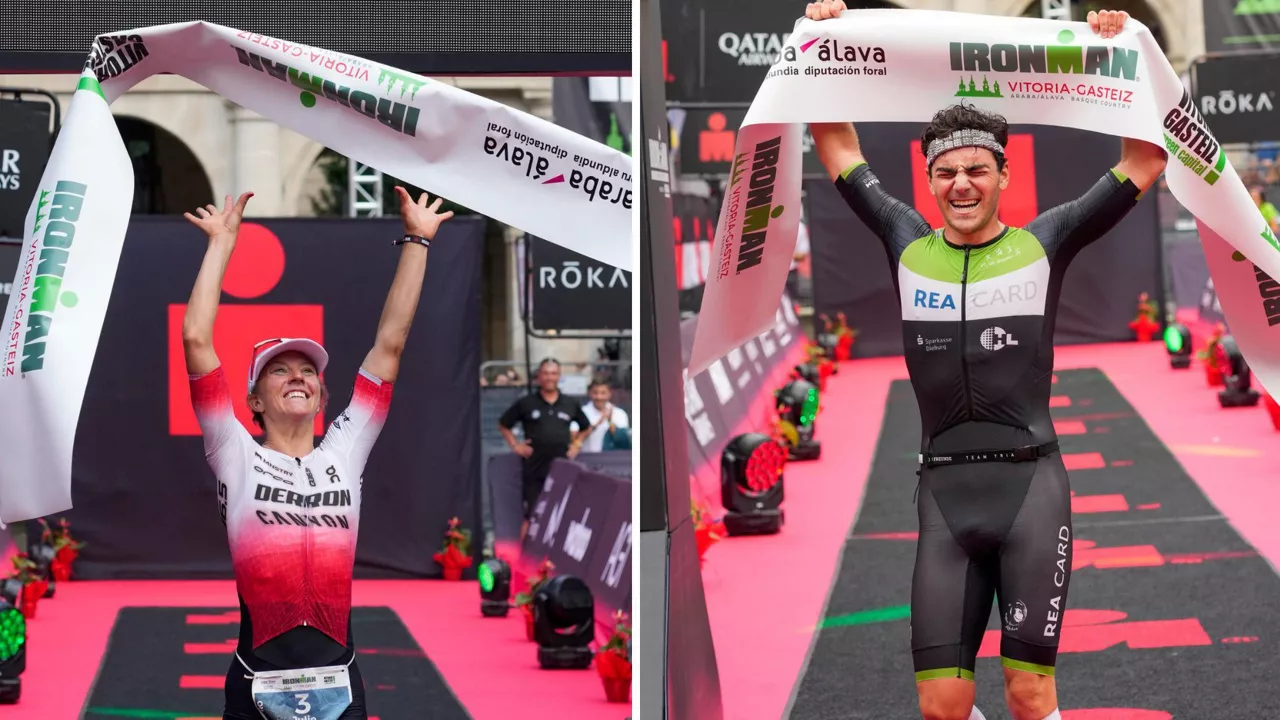 Julie Derron y Julian Becker triatloia Gasteiz Ironman