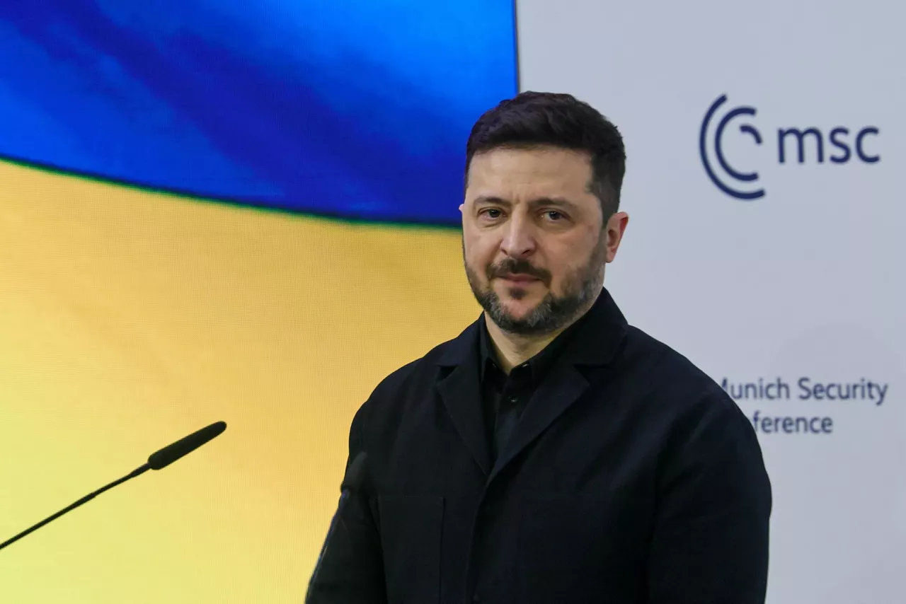 MUNICH (Germany), 14/02/2026.- Ukraine President Volodymyr Zelensky speaks during the 62nd Munich Security Conference (MSC) at the hotel 'Bayerischer Hof', in Munich, Germany, 14 February 2026. The 62nd Munich Security Conference, running from 13 to 15 February 2026, is expected to host around 50 world leaders. (Alemania, Ucrania) EFE/EPA/RONALD WITTEK
