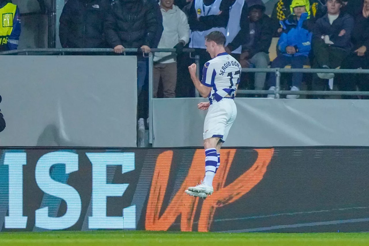 Lillestrom (Norway), 22/10/2026.- Real Sociedad's Sergio Gomez celebrates after scoring a goal during the UEFA Europa League football match between Lillestrom and Real Sociedad at Arasen. (Noruega) EFE/EPA/Jonas Been Henriksen NORWAY OUT
