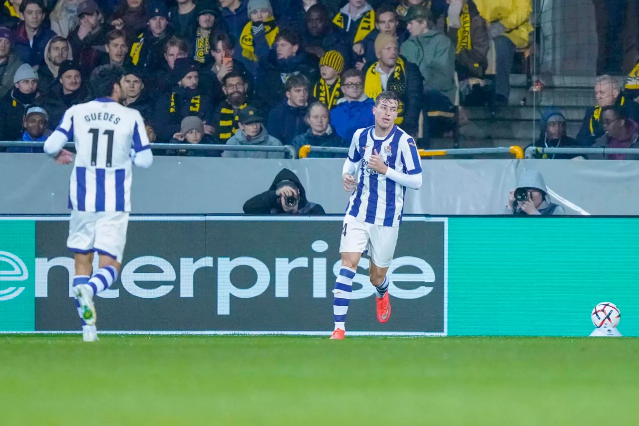Lillestrom (Norway), 22/10/2026.- Real Sociedad Luka Sucic after scoring a goal during the UEFA Europa League football match between Lillestrom and Real Sociedad at Arasen. (Noruega) EFE/EPA/Jonas Been Henriksen NORWAY OUT
