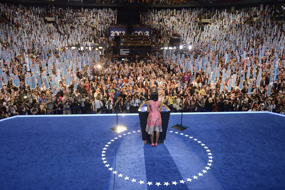 Michelle Obama fue la estrella de la noche. Foto: EFE