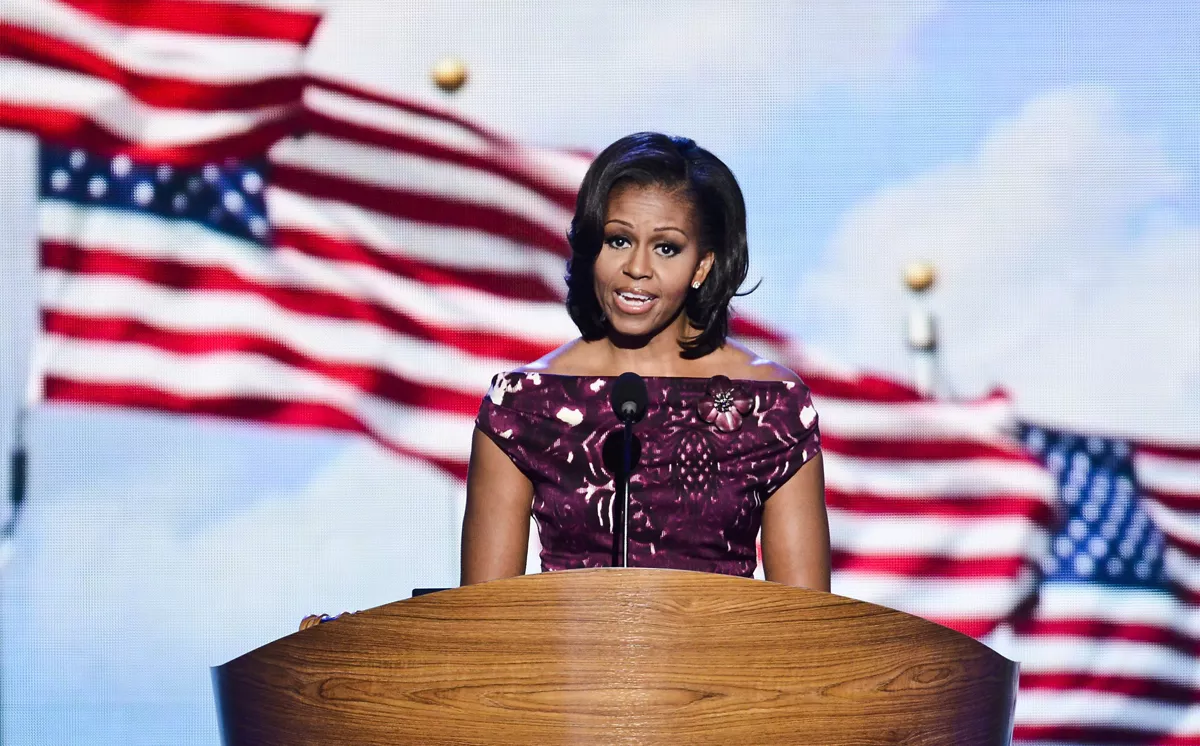 Michelle Obama fue la encargada de presentar a su marido. Foto: EFE