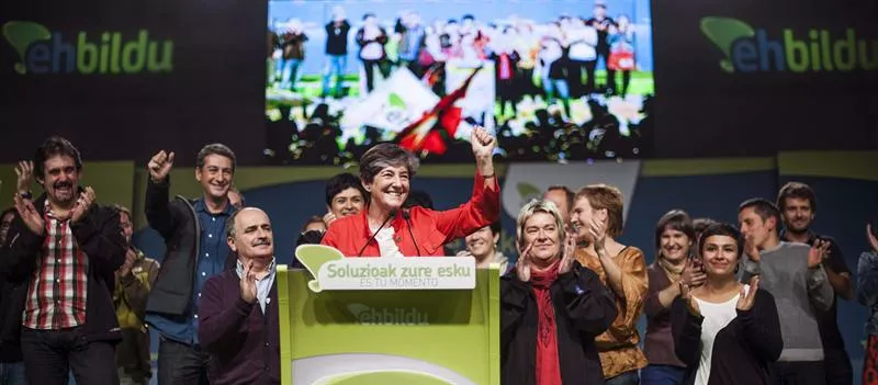 La candidata de EH Bildu Laura Mintegi, en el Pabellón de La Casilla. Foto: EFE