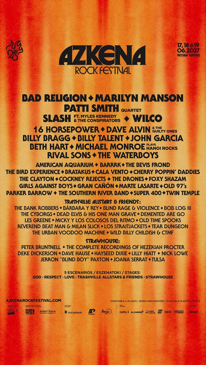 Azkena Rock Festival 2027ko kartela