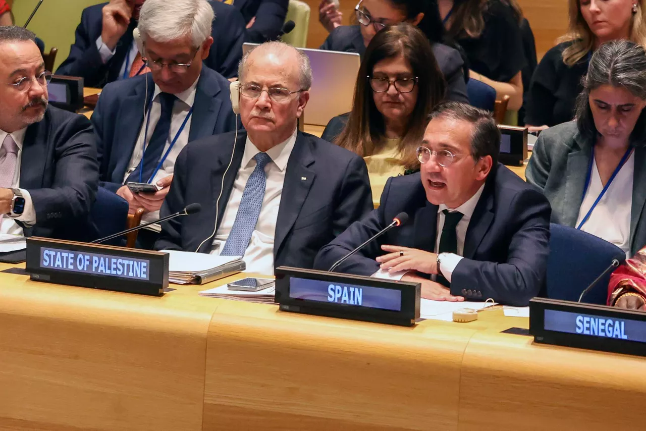 Spanish Foreign Minister José Manuel Albares at the international conference in New York. Photo: EFE