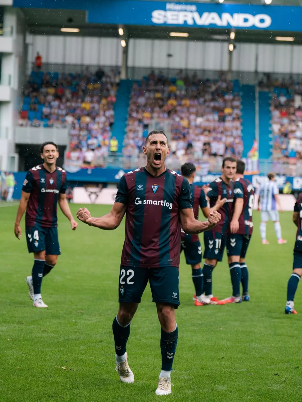 Álvaro Rodríguez celebrando el gol del Eibar contra el Valladolid