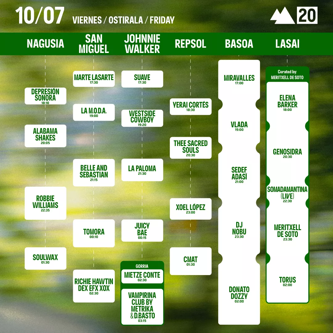 Bilbao BBK Live ordutegiak ostirala