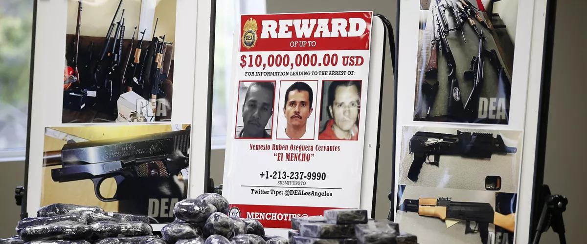 (Foto de ARCHIVO)

March 11, 2020, San Diego, CA, USA: DEA agents fanned out across the United States Wednesday, March 11, 2020, culminating a six-month investigation with the primary goal of dismantling the upper echelon of Cartel Jalisco New Generation (CJNG) and hoping to get closer to capturing its leader, one of the most wanted men in America, Nemesio ''El Mencho'' Oseguera. There's a $10 million reward for the arrest of him. Photos of him and methamphetamines recently confiscated was displayed at a news conference at the DEA San Diego office.



Europa Press/Contacto/K.C. Alfred

11/3/2020