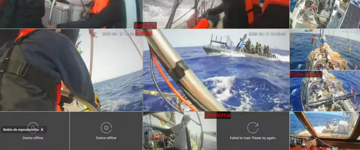 ALTA MAR 19/05/2026.- Las Fuerzas Armadas de Israel han empezado a interceptar este martes al grupo de diez barcos de la flotilla humanitaria que continuaba rumbo a Gaza, después de que el lunes bloquearan más de una treintena de embarcaciones y detuvieran a decenas de participantes. El rastreador náutico habilitado por la Sumud Global Flotilla, que organiza esta misión humanitaria, mostraba a las 11:30 GMT (13.30 horas) que una de las diez embarcaciones operativas que se dirigían a la Franja ya ha sido interceptada. Este primer barco, que encabezaba la expedición, se encontraba a 82,1 millas náuticas de Gaza (unos 152 kilómetros).  EFE/ Global Sumud Flotilla  - SOLO USO EDITORIAL/SOLO DISPONIBLE PARA ILUSTRAR LA NOTICIA QUE ACOMPAÑA (CRÉDITO OBLIGATORIO) -
