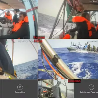 ALTA MAR 19/05/2026.- Las Fuerzas Armadas de Israel han empezado a interceptar este martes al grupo de diez barcos de la flotilla humanitaria que continuaba rumbo a Gaza, después de que el lunes bloquearan más de una treintena de embarcaciones y detuvieran a decenas de participantes. El rastreador náutico habilitado por la Sumud Global Flotilla, que organiza esta misión humanitaria, mostraba a las 11:30 GMT (13.30 horas) que una de las diez embarcaciones operativas que se dirigían a la Franja ya ha sido interceptada. Este primer barco, que encabezaba la expedición, se encontraba a 82,1 millas náuticas de Gaza (unos 152 kilómetros).  EFE/ Global Sumud Flotilla  - SOLO USO EDITORIAL/SOLO DISPONIBLE PARA ILUSTRAR LA NOTICIA QUE ACOMPAÑA (CRÉDITO OBLIGATORIO) -
