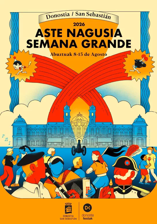 Cartel de la Semana Grande 2026, realizada por la donostiarra Paula Estévez