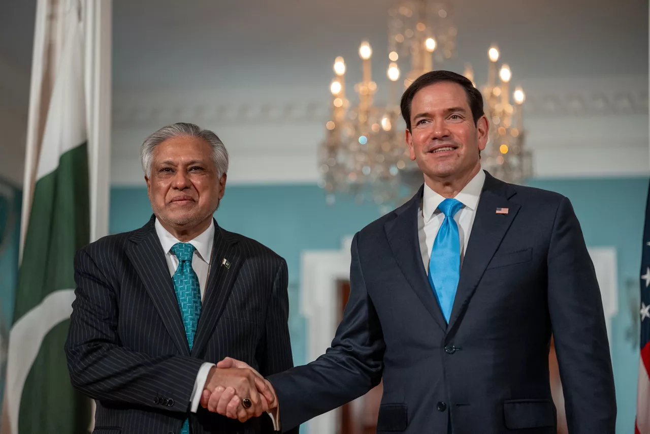 29 May 2026, US, Washington: US Secretary of State Marco Rubio (R) meets with Pakistani Deputy Prime Minister and Foreign Minister Ishaq Dar at the State Department in Washington. Photo: Andrew Leyden/ZUMA Press Wire/dpa