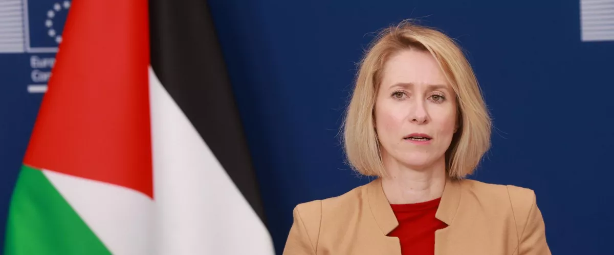 Brussels (Belgium), 20/04/2026.- High Representative of the European Union for Foreign Affairs and Security Policy, Kaja Kallas attends a press conference ahead of the Ad Hoc Liaison Committee (AHLC) Ministerial Meeting in Brussels, Belgium, 20 April 2026. The committee brings together international donors to coordinate financial support for the Palestinian Authority and discuss economic and institutional developments in the Palestinian territories. (Bélgica, Bruselas) EFE/EPA/OLIVIER HOSLET
