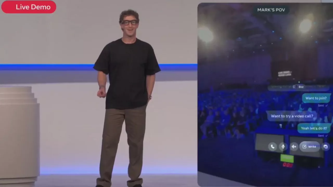 El director ejecutivo de Meta, Mark Zuckerberg, presentó este miércoles sus gafas más inteligentes, las Meta Ray-Ban Display, equipadas con una pequeña pantalla en el lente derecho que se puede controlar con gestos de la mano a través de una pulsera neural, pero cuando intentó demostrar cómo funcionaban se topó con varios fallos técnicos que achacó a una mala conexión de internet.

     El cofundador de Facebook no fue capaz de demostrar a un auditorio repleto de personas en la sede de Meta, en Menlo Park (California), cómo mantener una videollamada con estas gafas, ya que no pudo contestar a las varias llamadas de uno de sus empleados durante su conferencia de desarrolladores anual, Meta Connect.

     Zuckerberg, avergonzado, comentó que esta función había funcionado en los cientos de ensayos y que el fallo de hoy en las nuevas gafas -con un precio inicial de 799 dólares y que estarán disponibles a partir del 30 de septiembre en EE.UU.- se debía a una mala conexión de wifi.