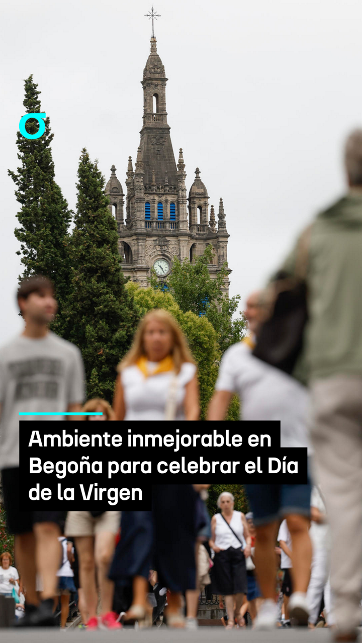 Begoña vive un ambiente inmejorable durante la celebración del Día de la Virgen, con cientos de personas acercándose a la basílica.