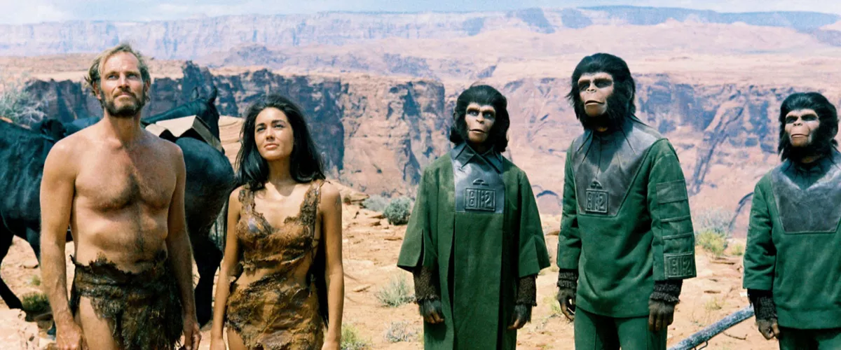 CHARLTON HESTON, KIM HUNTER, LINDA HARRISON y RODDY McDOWALL en EL PLANETA DE LOS SIMIOS, 1968 (PLANET OF THE APES), dirigida por FRANKLIN J. SCHAFFNER. Copyright 20TH CENTURY FOX. Credit: 20TH CENTURY FOX / Album