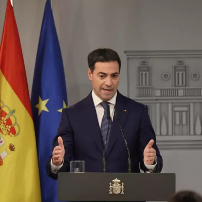 MADRID, 27/01/2026.- El lehendakari, Imanol Pradales, ofrece una rueda de prensa tras la reunión que ha mantenido con el presidente del Gobierno, Pedro Sánchez, este martes en el Palacio de la Moncloa. EFE/ Kiko Huesca
