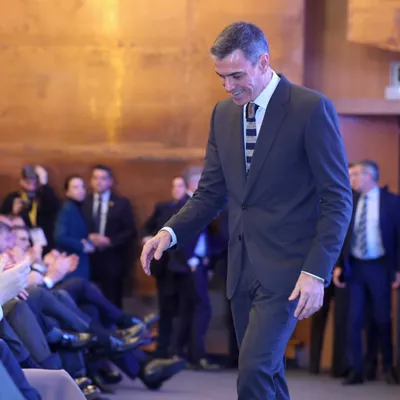 El presidente del Gobierno, Pedro Sánchez, tras intervir durante la clausura el Congreso Nacional de Industria