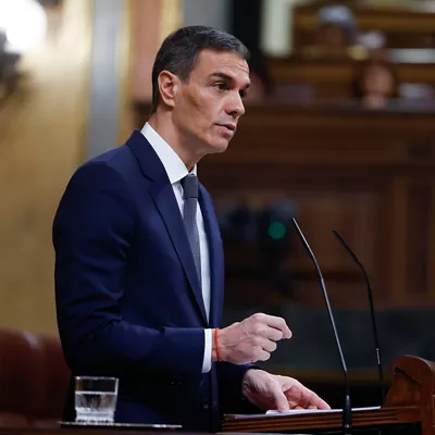 MADRID, 11/02/2026.- El presidente del Gobierno, Pedro Sánchez, durante su comparecencia ante el pleno del Congreso este miércoles para hablar sobre la crisis ferroviaria tras los accidentes de Adamuz (Córdoba) y Barcelona, y sobre la agenda internacional. EFE/Javier Lizon
