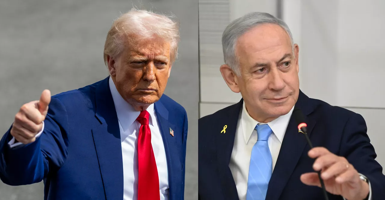 AME5866. BOGOTÁ (COLOMBIA), 06/07/2025.- Combo de fotografías de archivo donde aparece el presidente de Estados Unidos, Donald Trump (i), y el primer ministro israelí, Benjamín Netanyahu. Trump y Netanyahu tienen previsto reunirse mañana en la Casa Blanca, un encuentro que vendrá marcado por la posibilidad de avances para lograr un alto el fuego provisional de 60 días entre Jerusalén y Hamás, el cual depende también de la marcha de las negociaciones este domingo en Doha (Catar). EFE/ Shawn Thew / Yair Sagi ARCHIVO
