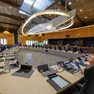 BELGIUM (BRUSSELS), 04/03/2026.- A view shows European Commission President Ursula von der Leyen chairing the EU Commission's weekly College meeting in Brussels, Belgium, 04 March 2026. (Bélgica, Bruselas) EFE/EPA/OLIVIER MATTHYS
