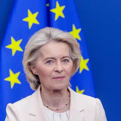BELGIUM (BRUSSELS), 02/03/2026.- European Commission President Ursula von der Leyen and Swiss President Guy Parmelin (not pictured) announce the signature of a broad package of EU-Switzerland agreements in the European Commission in Brussels, Belgium, 02 March 2026. (Bélgica, Suiza, Bruselas) EFE/EPA/OLIVIER MATTHYS
