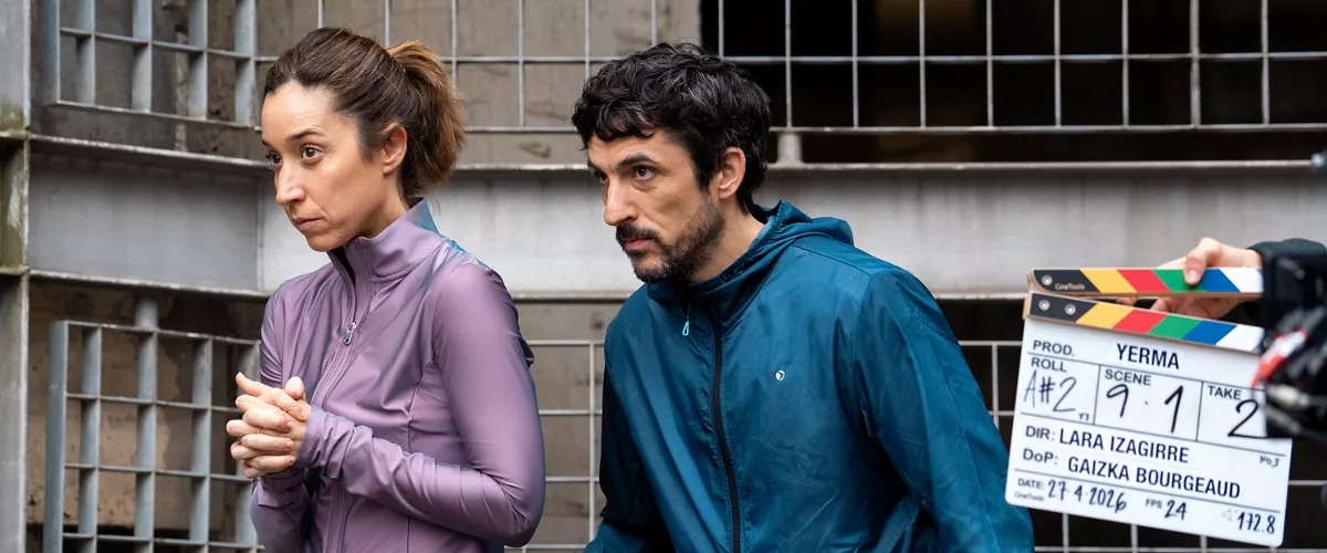 Ane Pikaza eta Aitor Borobia aktoreak, "Yerma" filmatzen. 