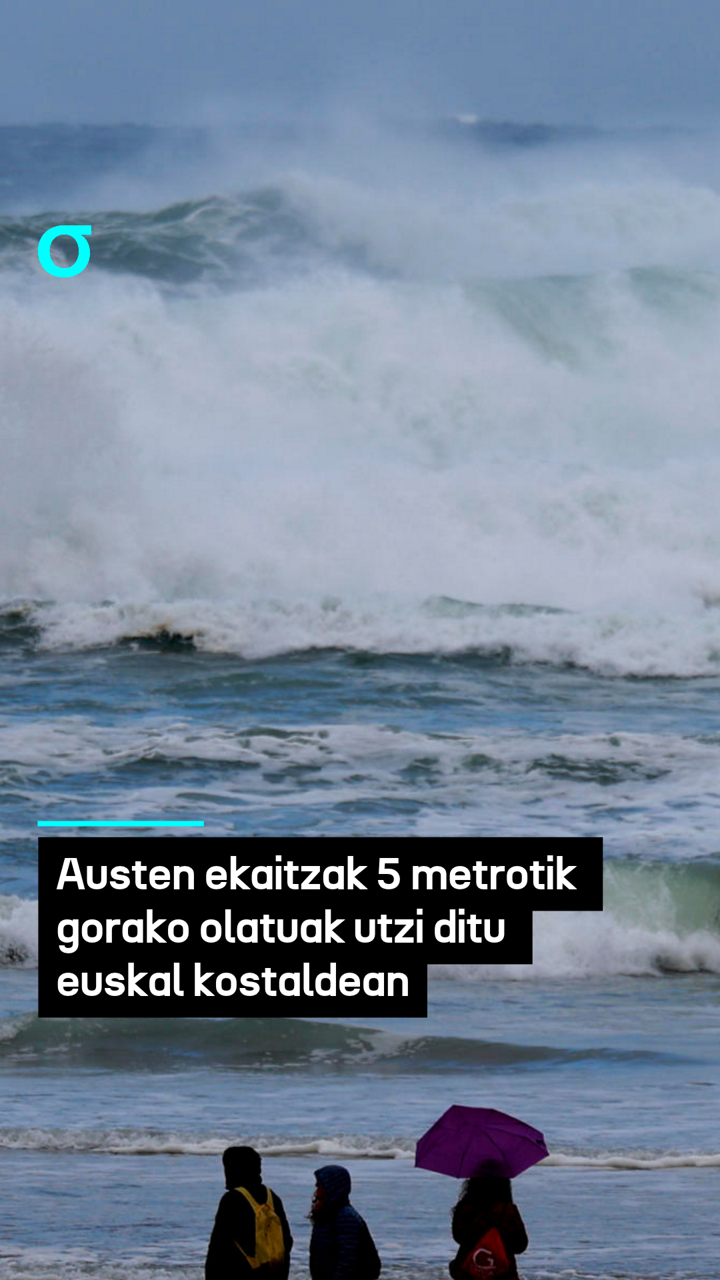 Austen ekaitzak 5 metrotik gorako olatuak utzi ditu euskal kostaldean