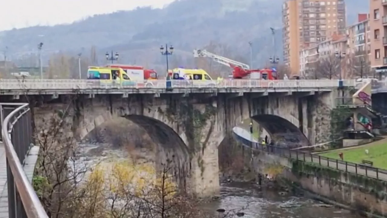 Rescatan a una persona tras caer al río desde un puente en Basauri