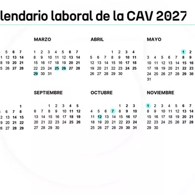 Calendario laboral de la CAV en 2027