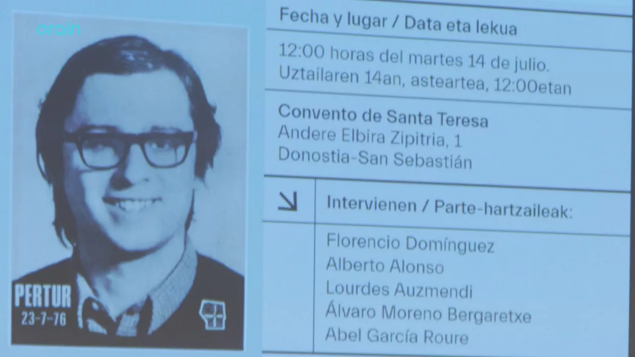 La próxima semana se cumplirán 50 años de la desaparición de Eduardo Moreno Bergaretxe, 'Pertur', dirigente de ETA político-militar. Con motivo de este aniversario, el Centro Memorial de las Víctimas del Terrorismo y Gogora han presentado el pódcast de tres episodios "El caso Pertur". La iniciativa busca acercar este episodio de la historia reciente a la sociedad, especialmente a los jóvenes, a través del testimonio de las propias víctimas.  El caso continúa sin resolverse y las principales hipótesis apuntan tanto a grupos parapoliciales como a la propia organización ETA.