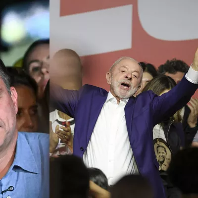 AME2996. BRASILIA (BRASIL), 04/10/2026.- El senador Flávio Bolsonaro ofrece declaraciones luego de conocer los resultados oficiales de los comicios celebrados este domingo, donde venció en la primera vuelta y afirmó que "Brasil quiere cambio", en Brasilia (Brasil). EFE/ Andre Borges

