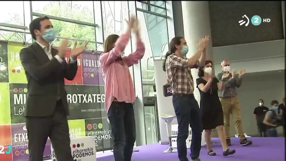La candidata a lehendakari ha recibido el apoyo de Pablo Iglesias y Alberto Garzón en Bilbao. Los dirigentes de Podemos e IU han cargado contra el PNV.
