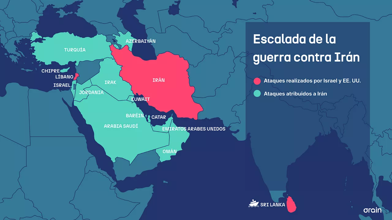 Mapa de la escalada de la guerra contra Irán. 