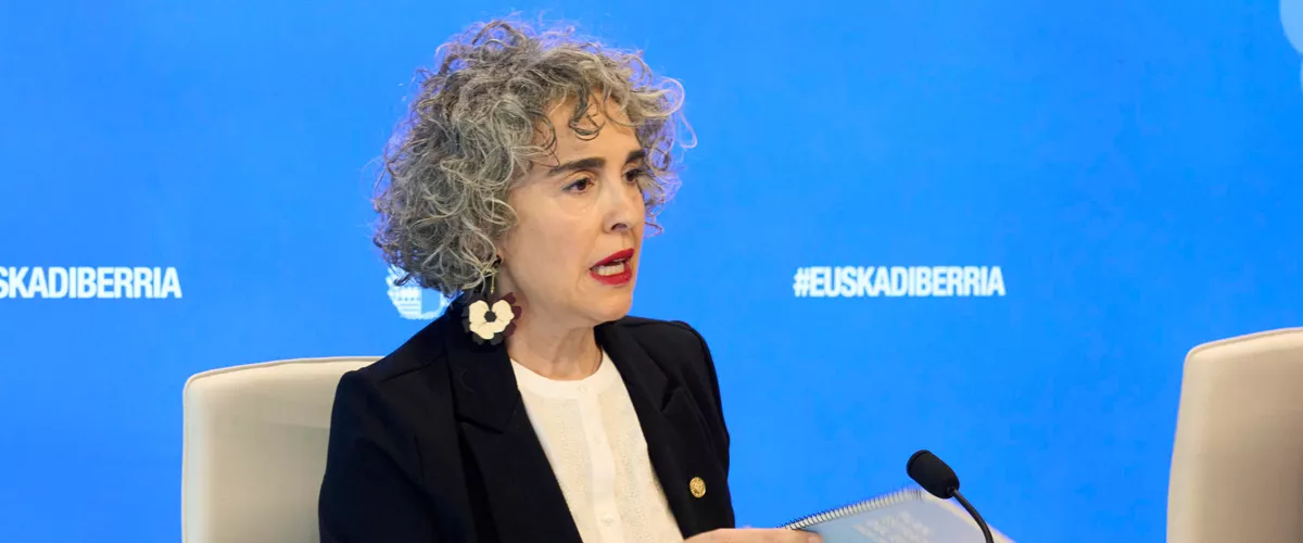 VITORIA, 31/03/2026.- La vicelehendakari y consejera de Cultura, Ibone Bengoetxea, ha informado este martes en Vitoria de los asuntos tratados en el Consejo de Gobierno. EFE / L. Rico
