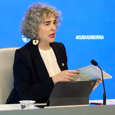 VITORIA, 31/03/2026.- La vicelehendakari y consejera de Cultura, Ibone Bengoetxea, ha informado este martes en Vitoria de los asuntos tratados en el Consejo de Gobierno. EFE / L. Rico
