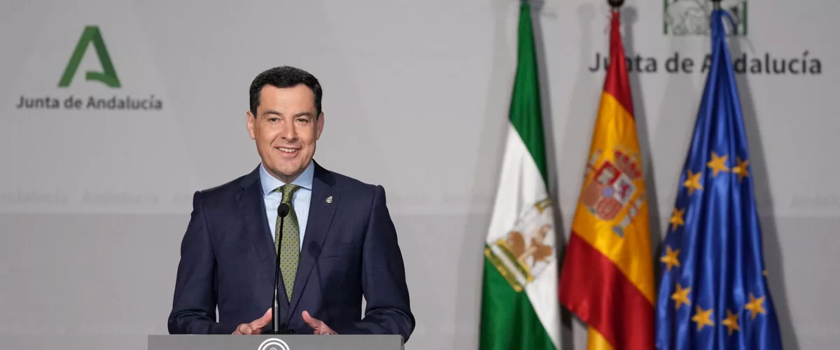 SEVILLA, 23/03/2026.- El presidente de la Junta de Andalucía, Juanma Moreno, ha anunciado este lunes su decisión de disolver el Parlamento de Andalucía y convocar elecciones autonómicas el domingo 17 de mayo. EFE/Junta de Andalucía - SOLO USO EDITORIAL/SOLO DISPONIBLE PARA ILUSTRAR LA NOTICIA QUE ACOMPAÑA (CRÉDITO OBLIGATORIO)
