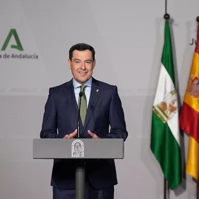 SEVILLA, 23/03/2026.- El presidente de la Junta de Andalucía, Juanma Moreno, ha anunciado este lunes su decisión de disolver el Parlamento de Andalucía y convocar elecciones autonómicas el domingo 17 de mayo. EFE/Junta de Andalucía - SOLO USO EDITORIAL/SOLO DISPONIBLE PARA ILUSTRAR LA NOTICIA QUE ACOMPAÑA (CRÉDITO OBLIGATORIO)
