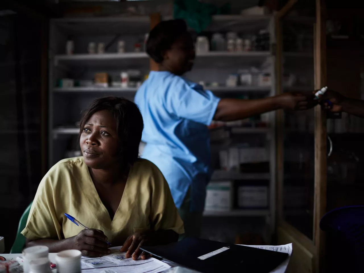BENI (Congo, the Democratic Republic of the), 12/05/2026.- (FILE) - Nurse Marie Claudine (L) arranges medications for suspected Ebola patients at 
a transit center in Beni, North Kivu province, Democratic Republic of the Congo, 29 August 2019 (reissued 12 May 2026). International Nurses Day (IND) is celebrated annually on 12 May to mark the birth of Florence Nightingale, founder of modern nursing. The day honours the vital contributions nurses make to global healthcare and societies. (Florencia) EFE/EPA/HUGH KINSELLA CUNNINGHAM
