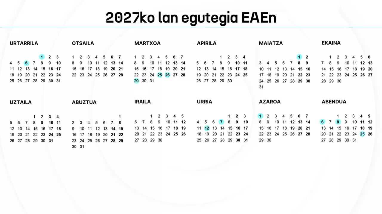 2027ko lan egutegia EAEn