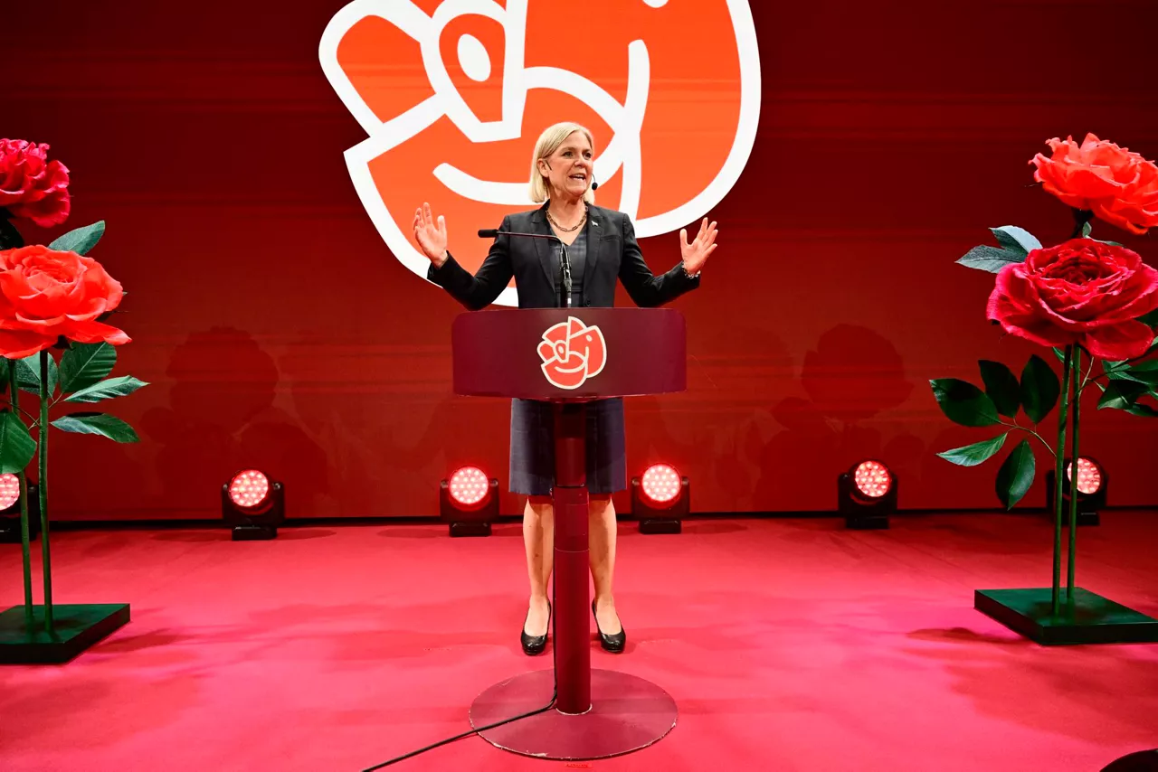 STOCKHOLM (Sweden), 14/09/2026.- Social Democrats party leader Magdalena Andersson speaks during the Social Democrats' election night watch party at the Stockholm Waterfront Conference Center in Stockholm , Sweden, 13 September 2026. (Elecciones, Suecia, Estocolmo) EFE/EPA/JONAS EKSTROMER SWEDEN OUT

