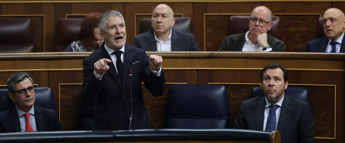 MADRID, 18/02/2026.- El ministro del Interior, Fernando Grande-Marlaska, interviene en la sesión de Control celebrada este miércoles en el Congreso. EFE/Kiko Huesca
