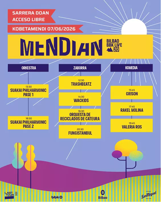 Bilbao BBK Live Mendian ordutegiak